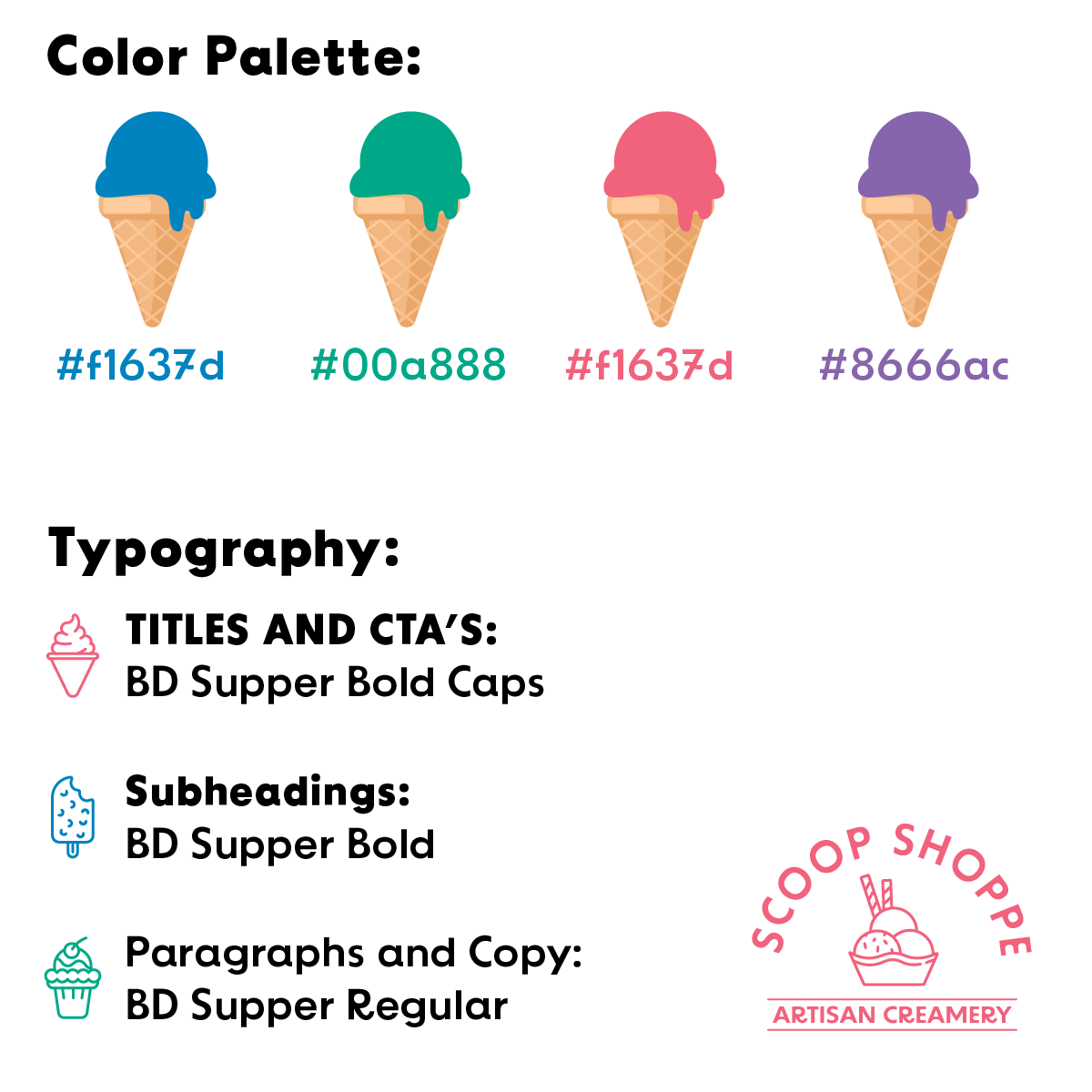 Scoop Shoppe Typography and Palette